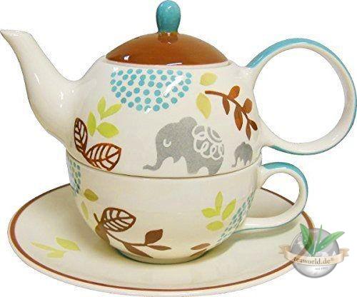 Tea for one Set "Ole" Keramik, 4-teilig Kanne: 0,4 l, Tasse: 0,2 l