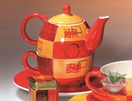 Tea for one Set "Patricia" Keramik, mit Goldauflage Kanne: 0,4 l, Tasse: 0,2 