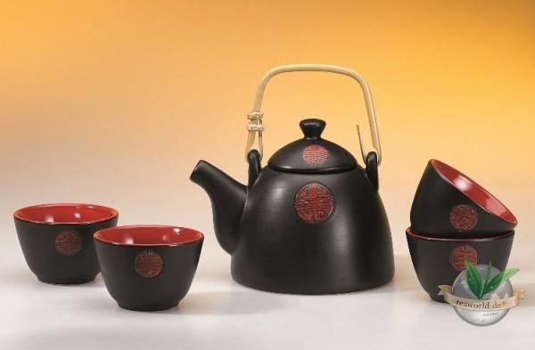 Tee-Set Hidchi aus Keramik, Kanne und 4 Cups Kanne: 0,7 l, Cup: 0,125 l