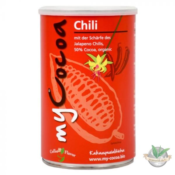 Bio MyCocoa Trinkschokolade Chili mit 50% Kakaoanteil - 375g Dose