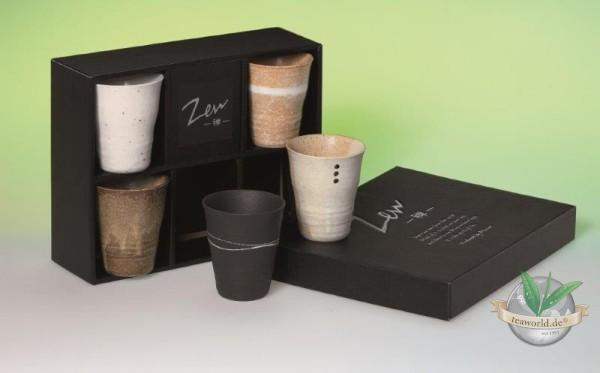 Japanisches Cup Set "Zen" 5 Teetassen aus Keramik, 0,15 l