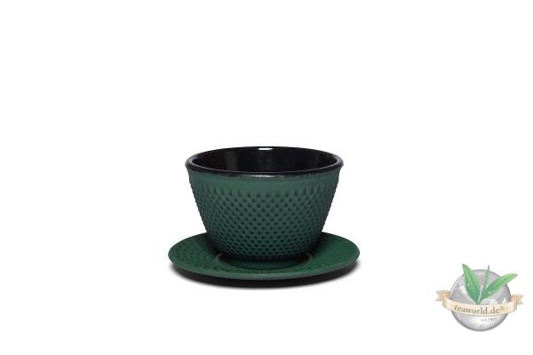 Teacup mit Untersetzer aus Gusseisen in grün-schwarz von Maoci