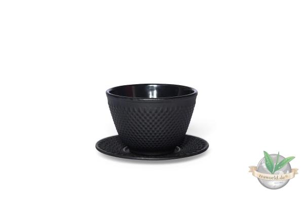 Teacup mit Untersetzer aus Gusseisen in schwarz von Maoci