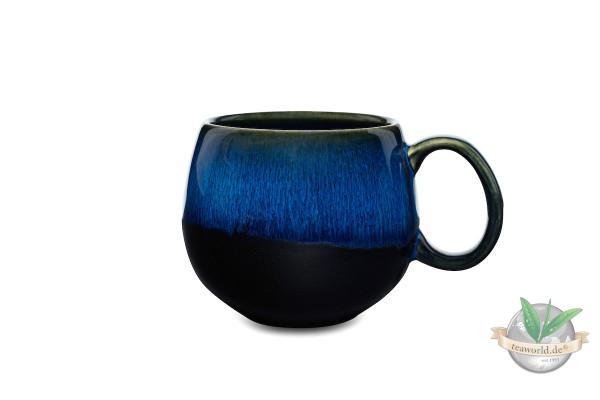 Teetasse aus Porzellan blau-schwarz