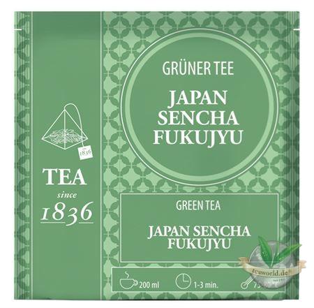 Grüner Tee Japan Sencha Fukujyu 50 Pyramidenbeutel im Sachet à 3 g